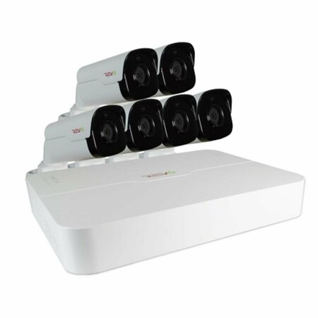 REVO AMERICA Ultra HD 8 in 2TB NVR Surveillance System with 6 x 4 Megapixel Bullet Cameras- White RU81B6G-2T